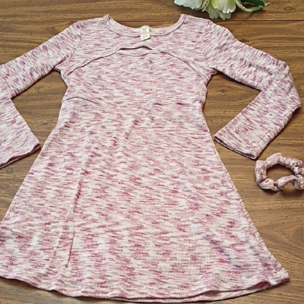 🩷 Knit Kids Dress Size 7/8 with Scrunchie Sweet Butterfly 🦋